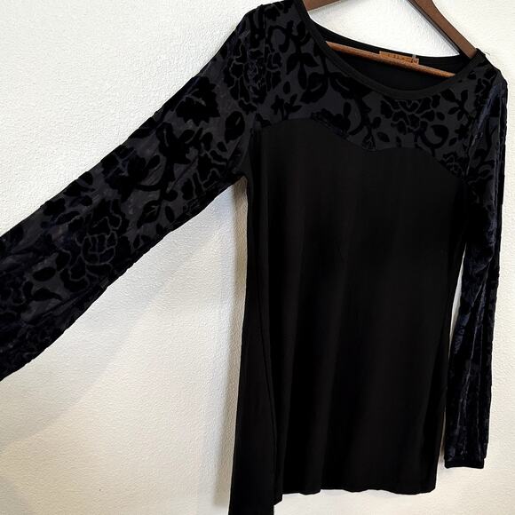 BELLDINI Black Velvet Burnout Tunic Size M Whimsygoth Witchy Twee Classic Chic - Picture 3 of 11